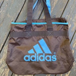 Adidas nylon two toned shoulder bag brown